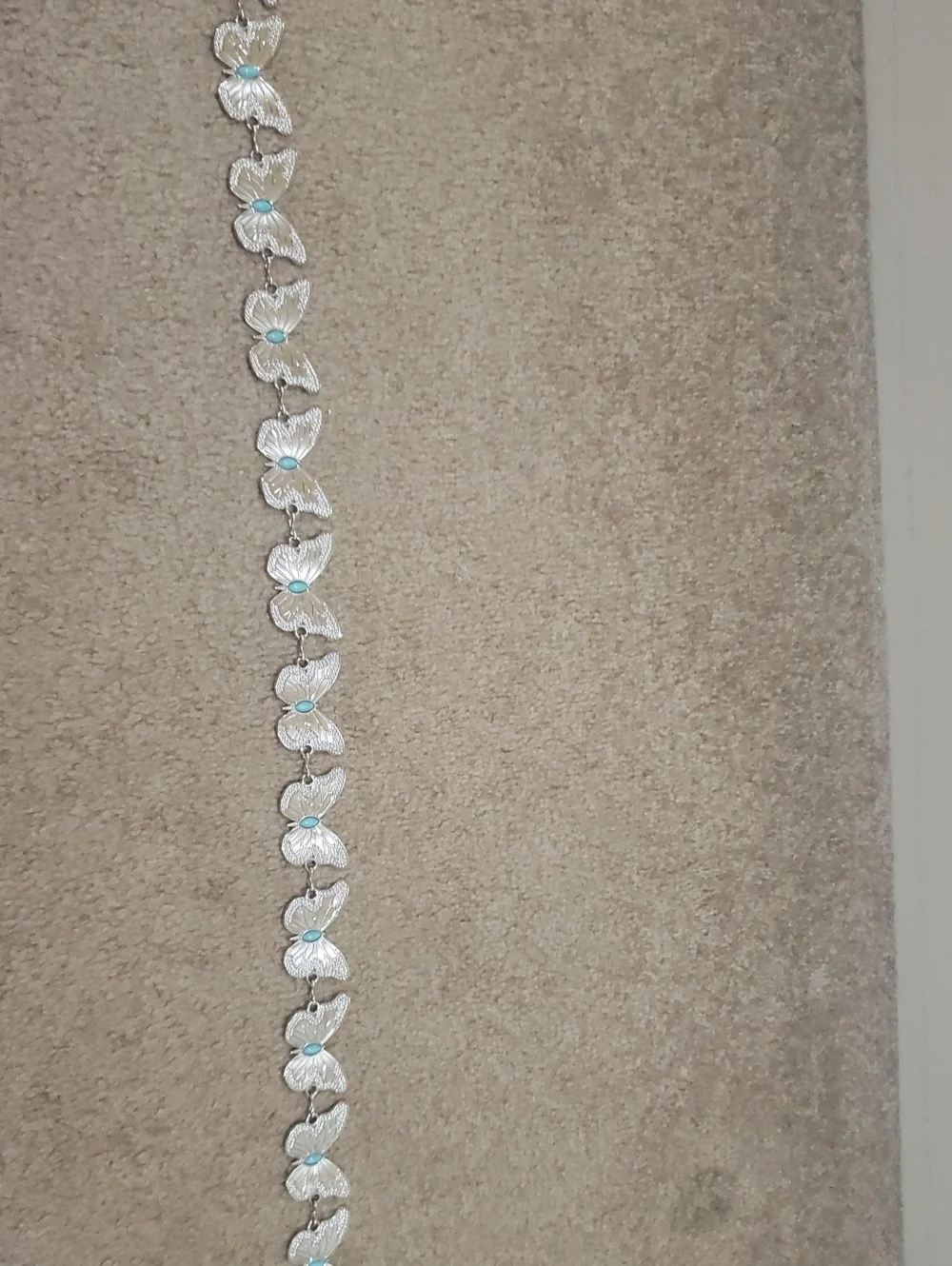 Silver Floral Link Belt with Turquoise Accents